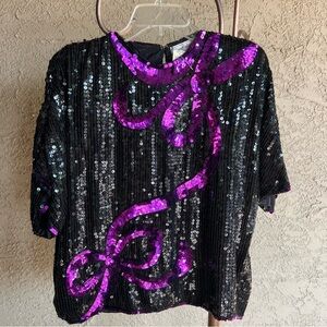 NWT Vintage 80s 100% Silk Sequined Blouse Size M